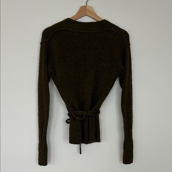 Aritzia Wilfred Free Deep Brown/Green Ballet Wrap Cardigan - Picture 6 of 9